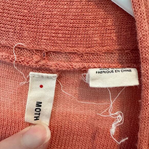 Moth Womens Linen Duster Cardigan Size XS Coral Pink Open Lightweight Fairy Boho - Picture 4 of 11